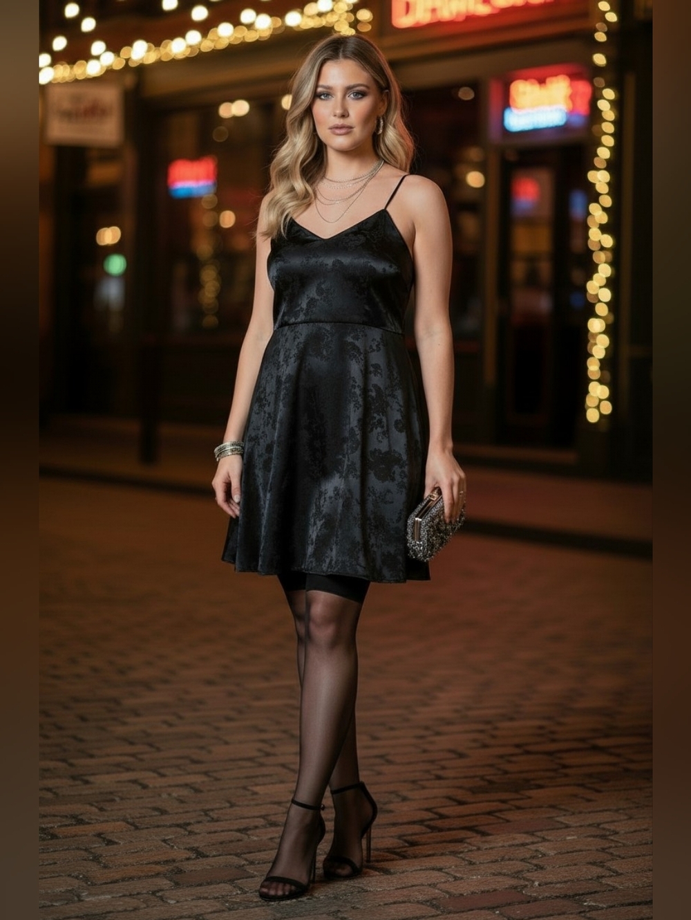BP. Nordstrom's Black Brocade Print Slip Dress 3x
